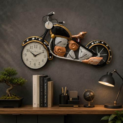 Image of STREET CRAFT - Handpainted Motorcycle Metal Wall Art Bullet Bike Wall Decor Vintage Iron Sculpture Decorative Hanging for Living Room Bedroom (27 x 16 Inch)
