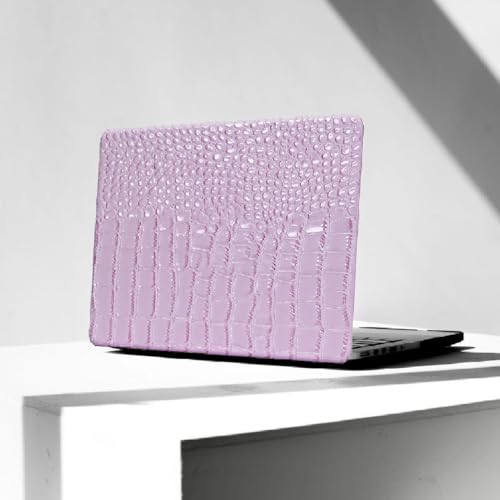 KEROM Compatible for MacBook Air 15 Inch Case 2026 M5, 2023-2025 M4/M3/M2 A3448 A3241 A3114 A2941, Elegant Luxury Crocodile Aligator Skin Snakeskin PU Leather Hardshell & Keyboard Cover, Lilac