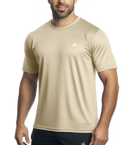 GritGlacier Men's Instant Cooling Crew Neck T-Shirt for Hot Weather