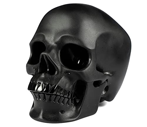 Skullis 5.0“ Frosted Black Obsidian Crystal Skull, Super Realistic,Hand Carved Gemstone Fine Art Sculpture, Reiki Healing Stone Statue.1278.