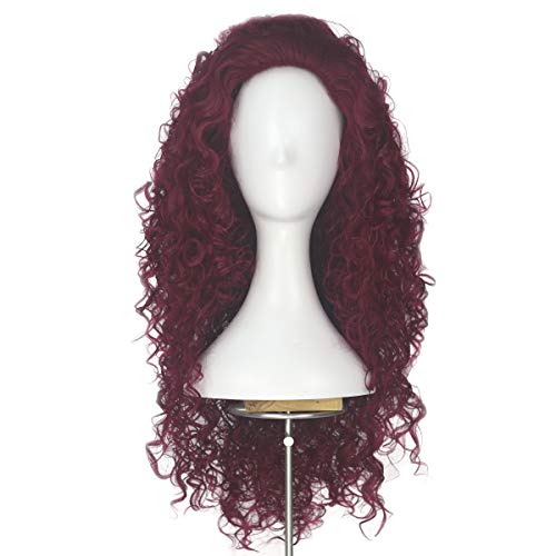 Miss U Hair Women Girl's Princess Long Afro Spiral Curly Wave Hair Decent Cos Costume Wig (Wine red)