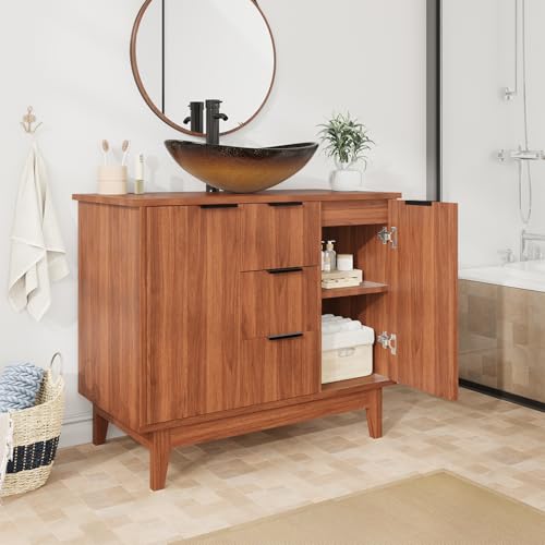 EROMMY 36" Bathroom Vanity with Sink, Rustic Freestanding Bathroom Sink