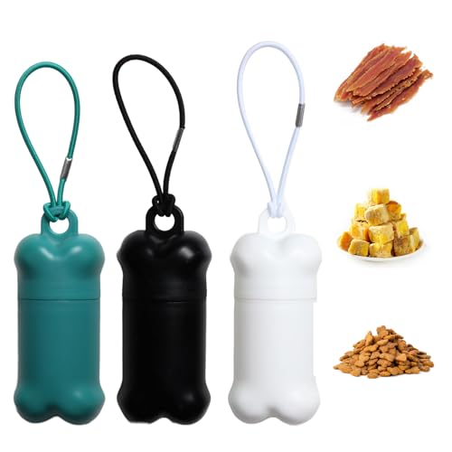 Yvnicll 3 Pieces Portable Airtight Dog Food Storage Container, Mini Treat Holder Small Dog Treat Pouch and Training Container