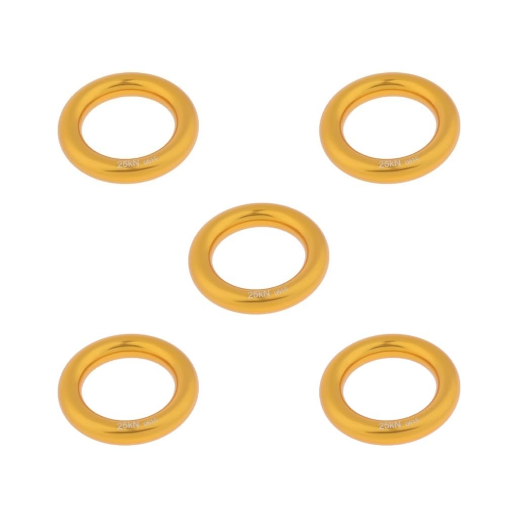 25KN - Anillo de rescate para rappel de escalada en roca, conector de rescate dorado, talla L
