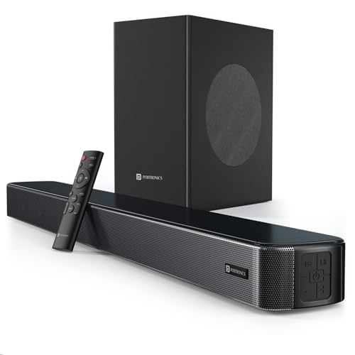 Image of Portronics 200W Spatial Arc Bluetooth Soundbar with Wired Subwoofer for Deep Bass & Spatial Audio, 2.1 Channel Home Theatre, HD Sound,EQ Modes, BT 5.4V,HDMI,Optical, AUX,USB Port,Remote Control(Black)