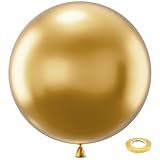 Bezente Metallic Gold Giant Balloons 36 Inch - 8 Pack Jumbo Chrome Gold Balloons Large Round Gold Latex Balloons for Photo Shoot Wedding Baby Shower Graduation Birthday Christmas Party Decorations