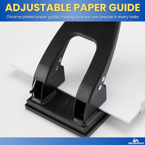 1InTheOffice 2 Hole Punch, Paper Puncher, Low Force Required, Jam Resistant, 28 Sheet Capacity, Black