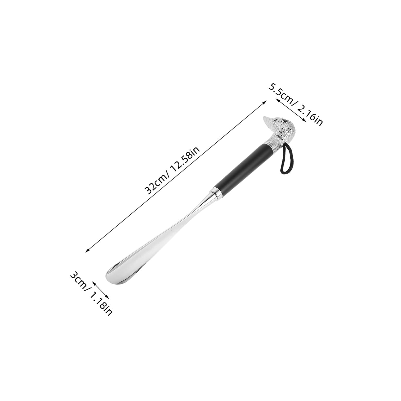 Calzascarpe in Lega di Zinco Manico Ergonomico in Legno da 32 Cm, Comodo per Anziani e Donne, per Uso Domestico e Viaggi Decorazione a Testa di Anatra