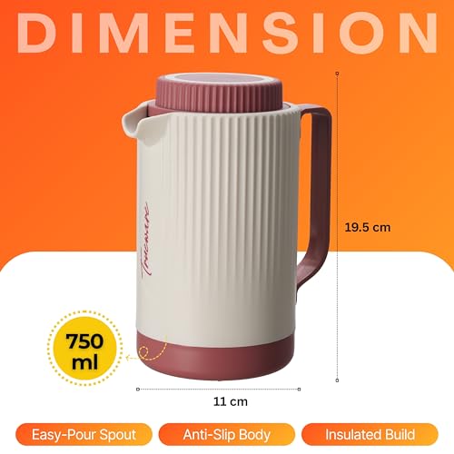 Image of Trueware Amaze ISI Certified Inner Steel Thermoware 750 ML Hot & Cold Flask Jug, BPA Free, Leak Proof, Ideal for Tea, Coffee, Water, Hot and Cold Beverages