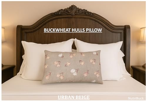 Image of Buckwheat Hulls Pillow | Standard Size | 15 inch x 25 inch inch | Pillow for Neck Pain | Shoulder Pain | Back Pain | Other Sleeping Problem | (Urban Beige)
