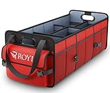 Upgraded Car Trunk Organizer Collapsible Portable Cargo Storage with Tools Grips 3 Large Compartment