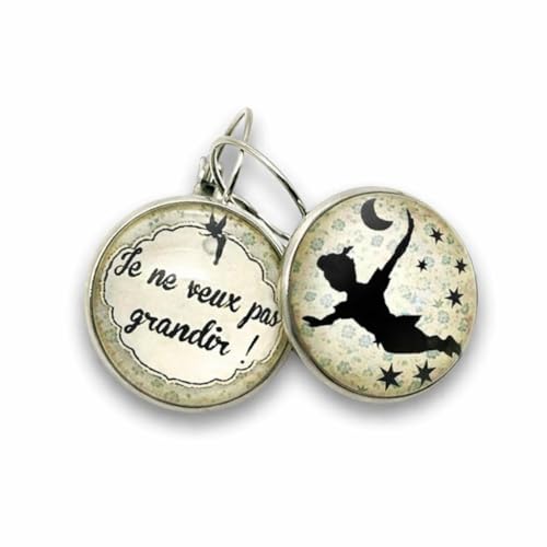 Boucles d’oreilles pendantes fantaisie en acier inoxydable, cabochon en verre, dormeuses, asymétriques, originales, rétro, vintage, dépareillées, parure « Peter...