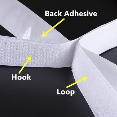 Image of 48 Sets White Hook Tape with Adhesive, 1'' X 4'' Hook and Loop Tape, Tapes with Adhesives for Fabric (White, 48 Sets)