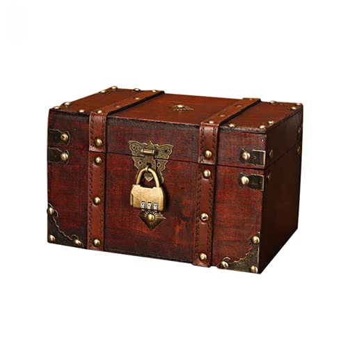 Oriental riverkit Caja de Madera Cofre del Tesoro, Cofre del Tesoro de Madera con Candado para el hogar Grande, Hecha a Mano, Diseño Retro, Regalos decoración del hogar (22 * 15 * 13.5cm) Cover