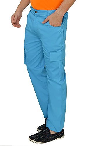 Image of ASHDAN Outdoor Solid Cargos. Regular Fit. Multi-Utility Pockets. Sturdy Polyester-Cotton Blended Cargo Trousers