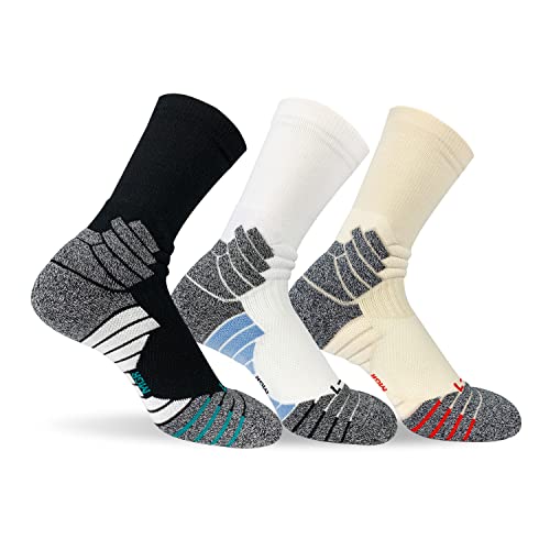 YACCA Men's Basketball Sock,Thick Cushion Ankle Socks for Running Hiking…