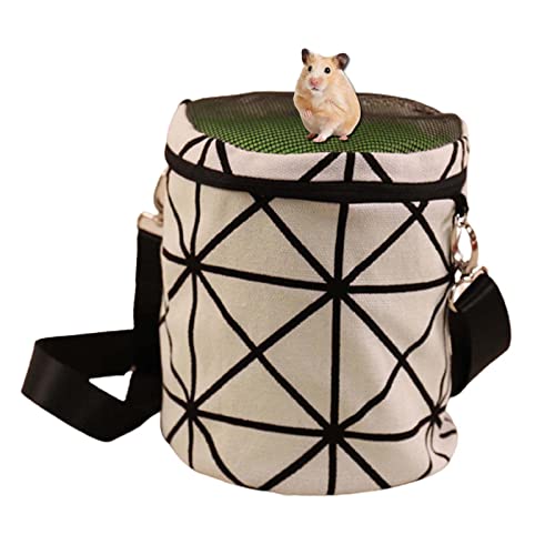 Hitasi 小動物 キャリーバッグ ペットハムスター栗鼠お出かけ 携帯包 うさぎバッグ ポーチ ハリネズミ モモンガ モルモット 避難 防災 通院 病院 ペット用品 持ち運び 旅行 散歩お出かけ 通気性 肩掛け 暖かい巣 四季用 L(直径15cm、高さ16.5cm) 白と黒