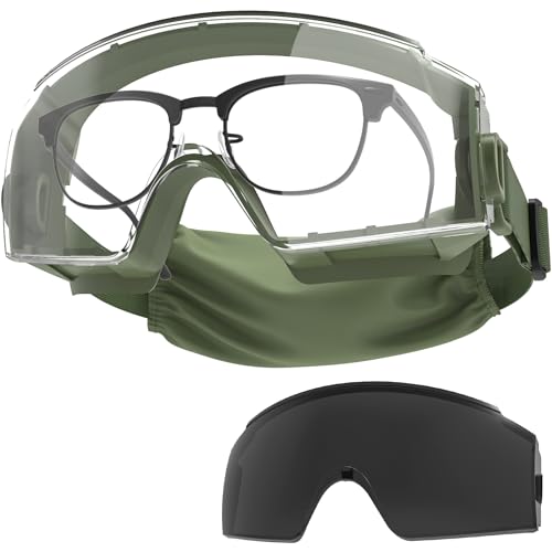 ONETIGRIS Tactical Goggles Over Glasses, Anti Fog Tactical Eyeglasses, Safety OTG Goggles Protection with Interchangeable Len