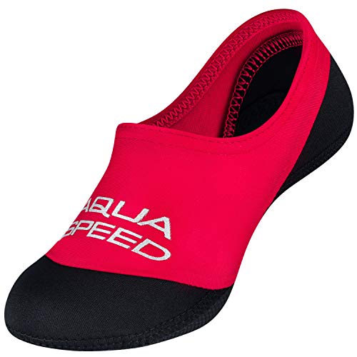 Aqua Speed Neo Socks Calcetines para Niños | Calcetines de Neopreno | Hijos | Suela Antideslizante | Elásticos | Fácil | Color 31 Rojo/Negro | Tamaño: 32/33