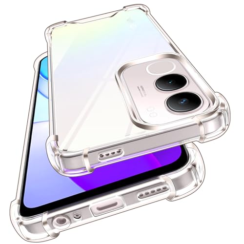 ivoler Funda Transparente Anti-Amarillo para Vivo Y19s / Vivo Y29 5G con Cojín Esquina Parachoques, [Protección Antigolpes Militar] Carcasa Bumper Teléfono Antiarañazos Duro Respaldo Case