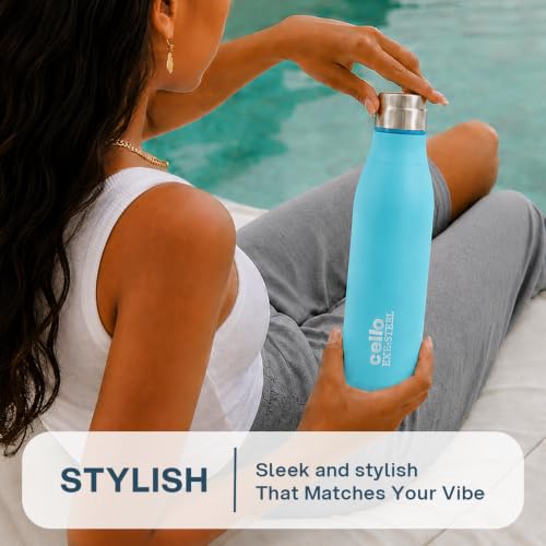 Image of CELLO Gem Stainless Steel Water Bottle for Daily Use 900 ml Blue | Easy to Carry & Clean, Rust Proof Leak Proof Freezer & Fridge Safe Single Wall Steel Water Bottle for School Kids, Travel & Office