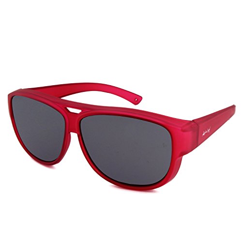 Preisvergleich Produktbild ActiveSol Design ÜBERZIEH-SONNENBRILLE / Flieger Brille / Sonnen-Überbrille UV400 Schutz / polarisiert / 24 Gramm (Rot)