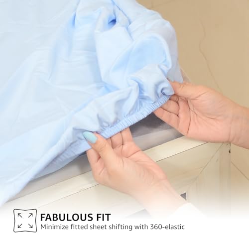 Image of Egyptian Cotton Feel King Size Flat Bedsheet with 2 Pillow Covers | 1000 TC Soft & Breathable | Light Blue Solid Pattern for Bedrooms and Hotels Use (Size: 102 x 108 Inch)
