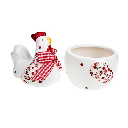 KITANDOVE De Cuisine De Noël Bonbonnière En Forme De Poule Bouteilles D'assaisonnement Bidons De Stockage De Nourriture Récipient à Condiments Réutilisable Bac à Sel Céramique