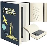 Large Decorative Book Safe with Combination Lock, 10.82"Γ7.67"Γ1.77" Hidden Storage Diversion Box for Cash, Phone, Passport, Valuables β Home Office Bookshelf, Coastal Hideaway