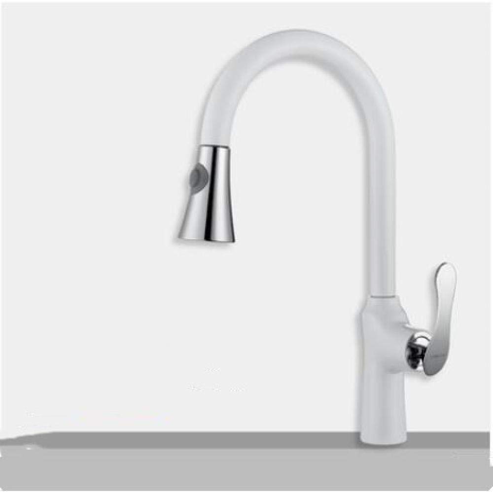 Robinet de cuisine extractible chromé et mitigeur d'évier pivotant laiton