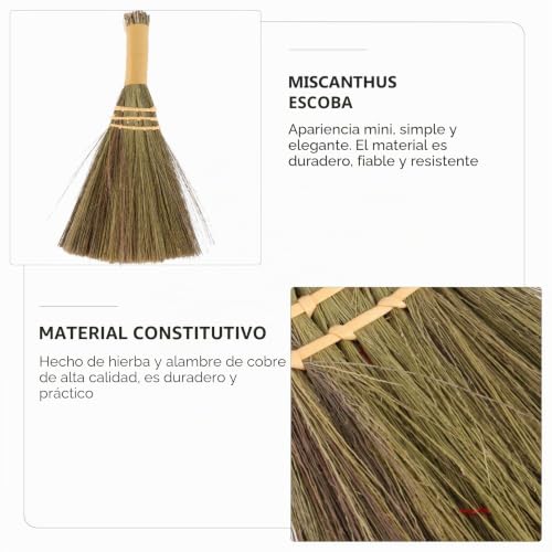 Miniatura 5 de Angoily Mini Escoba De Mano Pequeña Escoba De Limpieza De Hierba Natural Vintage Hecho A Mano Herramienta De Limpieza Para Chimenea Encimera Teclado De Escritorio Coche Mesa De Té