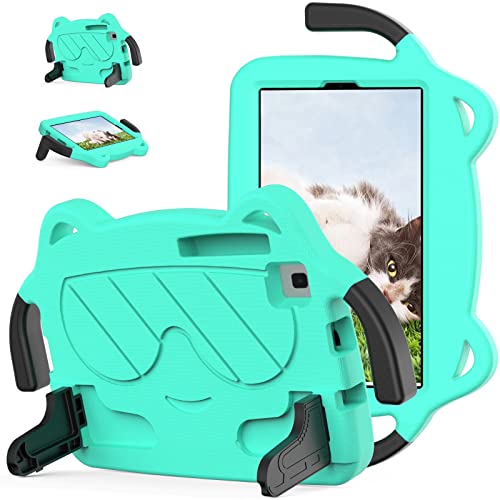 Coque Samsung Galaxy Tab A7 Lite avec poignée support verte rigide bébé