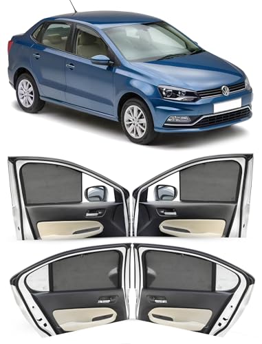 Image of Autofact Car Sunshades for Volkswagen Ameo, UV Protection, Useful Car Accessories, Custom fit Sun Shades for Side Windows, Set of 4