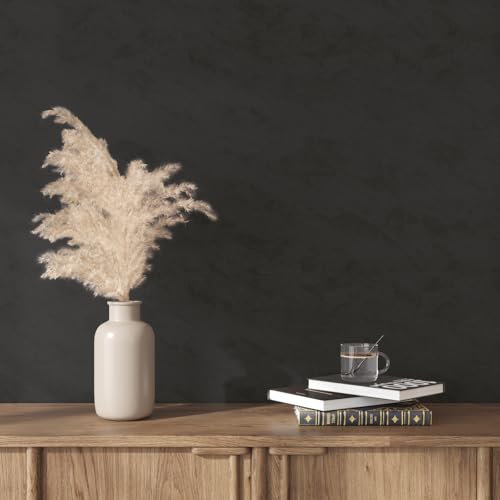 VEELIKE 15.7''x118'' Charcoal Black Concrete Wallpaper Peel and Stick Thick Concrete Contact Paper for Countertops Waterproof Self Adhesive Removable Vinyl Film Decorative for Bathroom Bedroom Garage