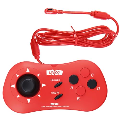UNICO MVS Mini Gamepad Red, SNK Classic Wired Game Controller for SNK Mini and NEOGEO Arcade Stick Pro