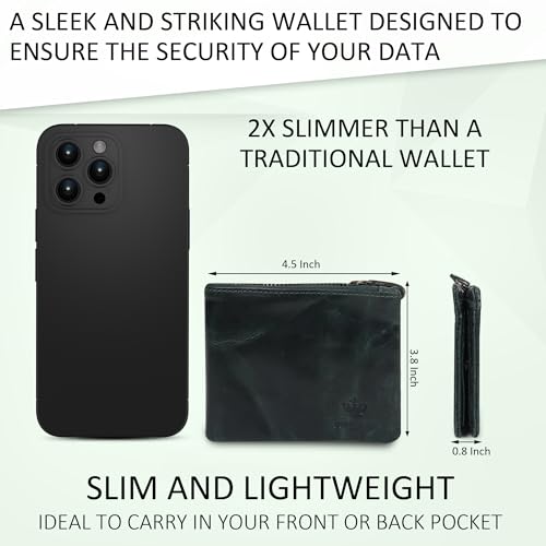 Italian Crunch Leather Wallet for Men With Zipper Closure | RFID Blocking | Bifold, Extra Capacity with 4 Card Slots | Ultra Strong Stitching | Slim Billfold with 2 Hidden Pocket| Gift for Him (GREEN)4