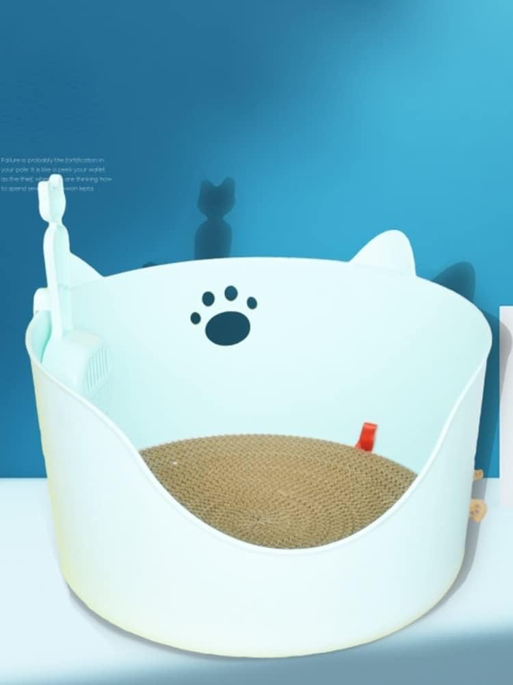 Semi Closed Cats Toilet Durable High Fence Splash Proof Kitten Toilet Training Cats Litter Box Pet Products (Color : B) (C)