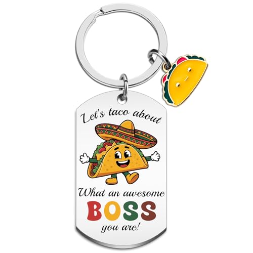 WEHBVF Boss Day Keychain for Women Men Let's Taco About