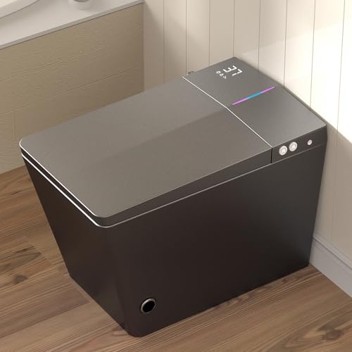 WinZo Smart Toilet with Built-in Tank, Square Comfortable Height One-Piece with Warm Water Bidet, Foot Kick Flush, Modern Elongated Smart Toilet with Bidet Built In, Heated Seat & Auto Drying