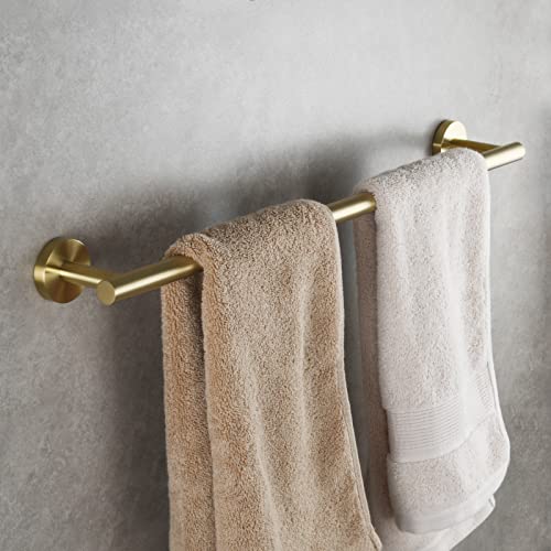 Tecmolog Towel Rail Stainless Steel for Drilling Towel Rail Bathroom 23 cm Wall Mounted (60 cm, Brushed Gold) - Image 2