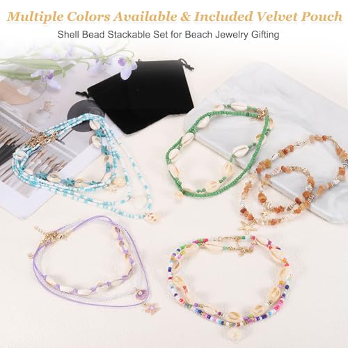 Collier réglable bohème en coquillages bleus et perles de plage faits main - 5