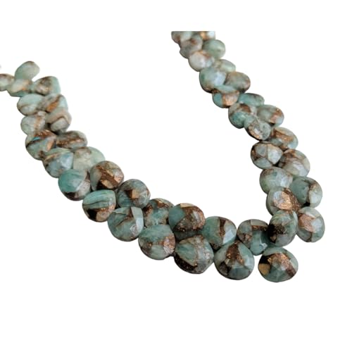 Amazonite naturelle pour collier : cœurs à facettes turquoise en cuivre 8,5mm
