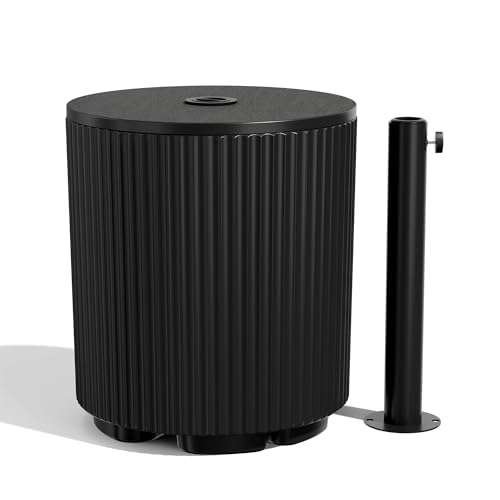 Trygoal Outdoor Table, Bladder Umbrella Base with 1.6 Inch Hole, Water Filled Umbrella Base, All Weather Side Table Fits Up to 1.6" Pole, Up to 15 Inches of Water, for Beach, Yard, Garden, Beige by Trygoal - Used condition - US$79.27