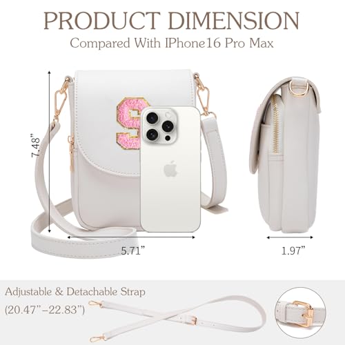 Image of Viverte Crossbody Purse for Teen Girls Small Initial Cell Phone Toddler Purse Leather Triple Compartment Crossbody Bags