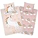 Produktbild Aminata kids Bettwäsche Kinder 135x200 Mädchen Einhorn Motiv aus Baumwolle mit Reißverschluss Kinder-Bettwäsche-Set Jugendliche Teenager Einhornbettwäsche rosa Regenbogen