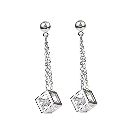 CHOP MALL Vogued Earring Cubical Rhinestone Crystal Drop Dangle Earrings for Women Girls Fashion Jewelry Gift