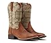 Cowboy Boots For Men - Mens Square Toe Western Boot With Flag,Oil/Slip Resistant,Durable Fashionable Classic Pull on 10 Inch Boots