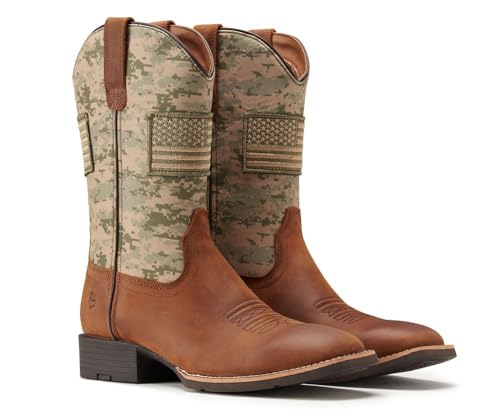 SUREWAY Cowboy Boots For Men - Mens Square Toe Western Boot With Flag,Oil/Slip Resistant,Durable Fashionable Classic Pull on Boots3