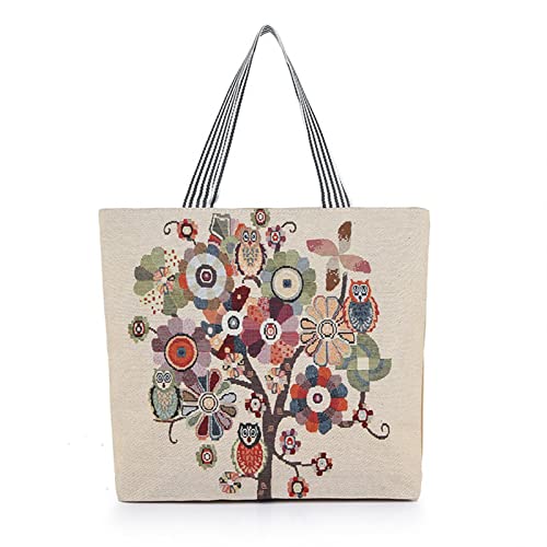 ODEROL Bandolera de Mano con Bordado de Lino de Viento étnico de Gran Capacidad (Size : 8)