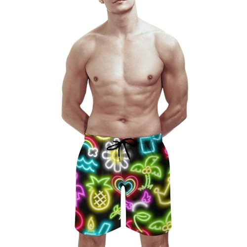 Men's Neon Swim Trunks Quick Dry Bathing Suits Beach Swimming Board Shorts Funny Swimwear2